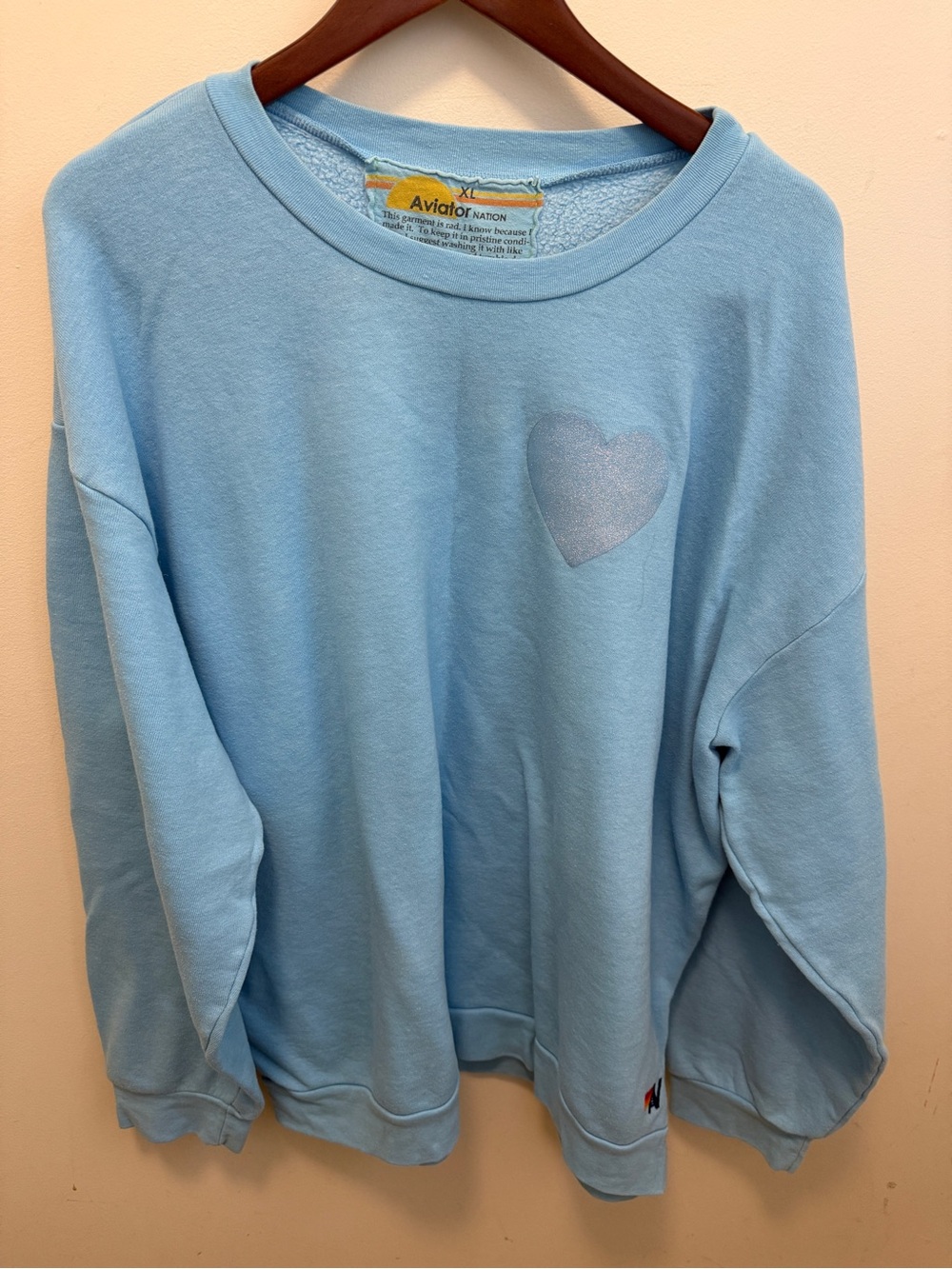 Aviator Nation Kids Sky Blue Heart Crewneck Sweatshirt